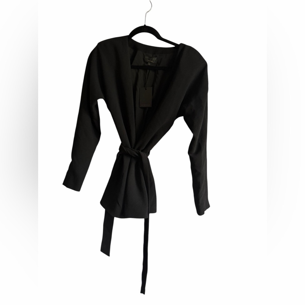 Michael Costello x Revolve Black Long Sleeve Tie Waist Blazer Wrap Size Small - Picture 4 of 9